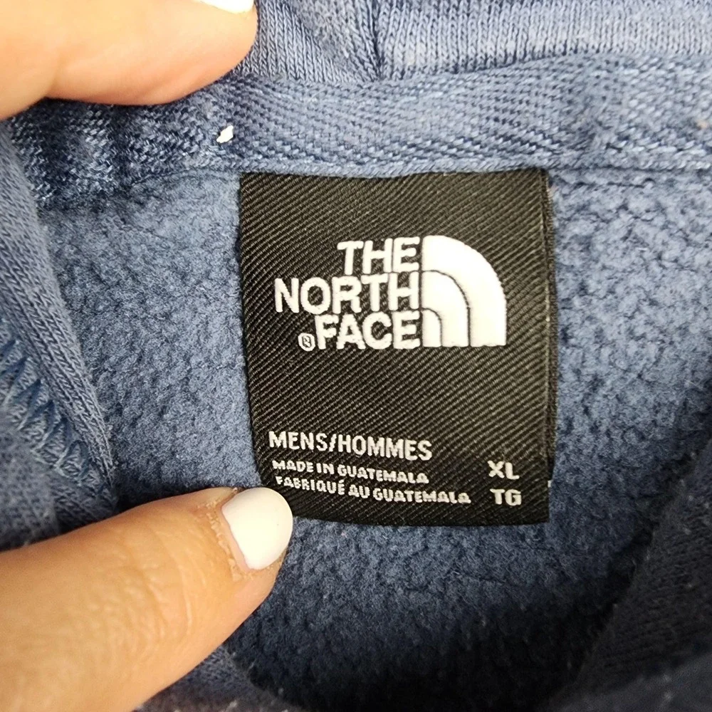 The North Face Hoodie Mens XL Blue Fleece Pullover Graphic Logo Kangaroo Pocket